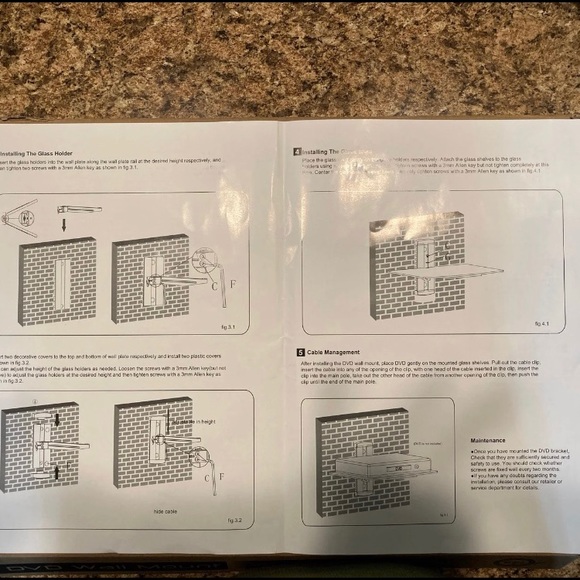 GLASS SHELF/ DVD/ WIFI ROUTER WALL MOUNT NEW!! - Picture 7 of 8